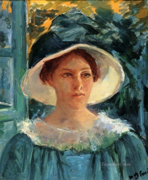 Young Woman In Green Outdoors In The Sun mothers children Mary Cassatt Oil Paintings